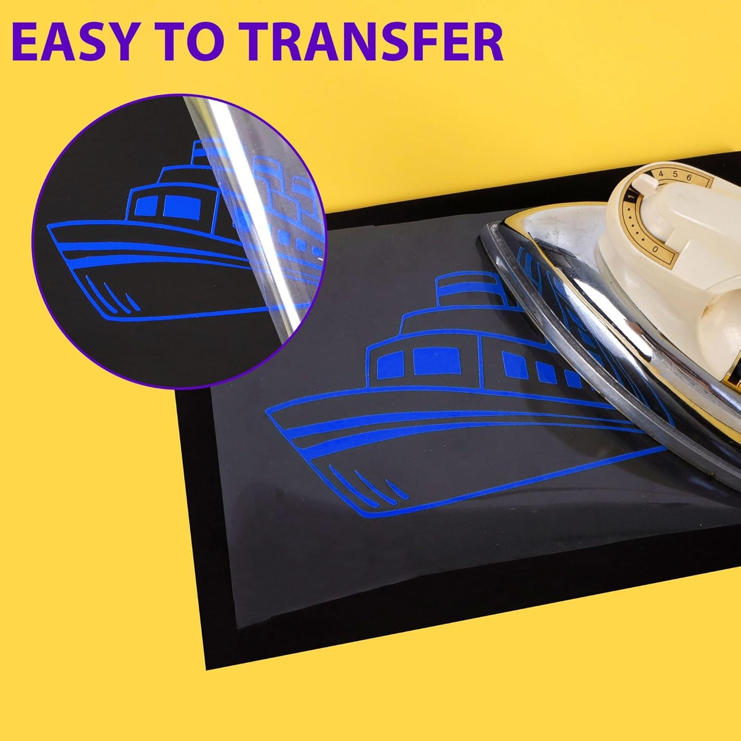 RENLITONG Blue Iron on Vinyl 12Inch by 50ft Roll HTV Heat Transfer Vinyl for T-Shirt HTV Rolls for All Cutter Machine - Easy to Cut & Weed for Heat Transfer Design