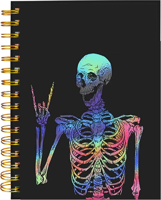 iampanda Spiral Journal Notebook,Funny Cool Strong TwinWire Binding with Premium Paper for Girl Women,60 Sheets A5 College Ruled NotebookJournal,Perfect for School Office Home Gifts,Colorful Skull
