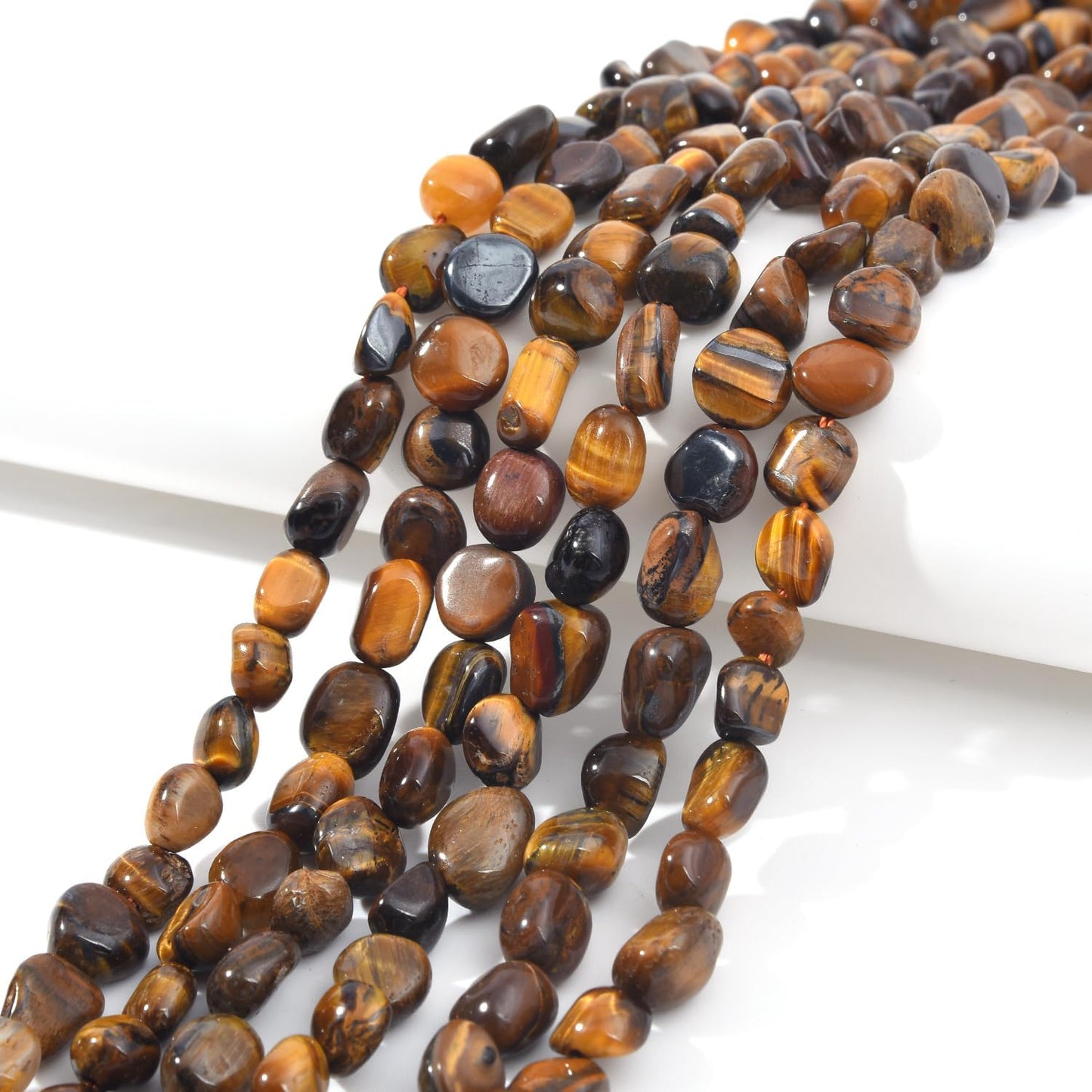 Yellow Tiger Eye Pebble Nugget Oval Free Tumbled Stone 6-8mm Natural Gemstone Loose Beads Approx 15.5 inch for DIY Jewelry Making