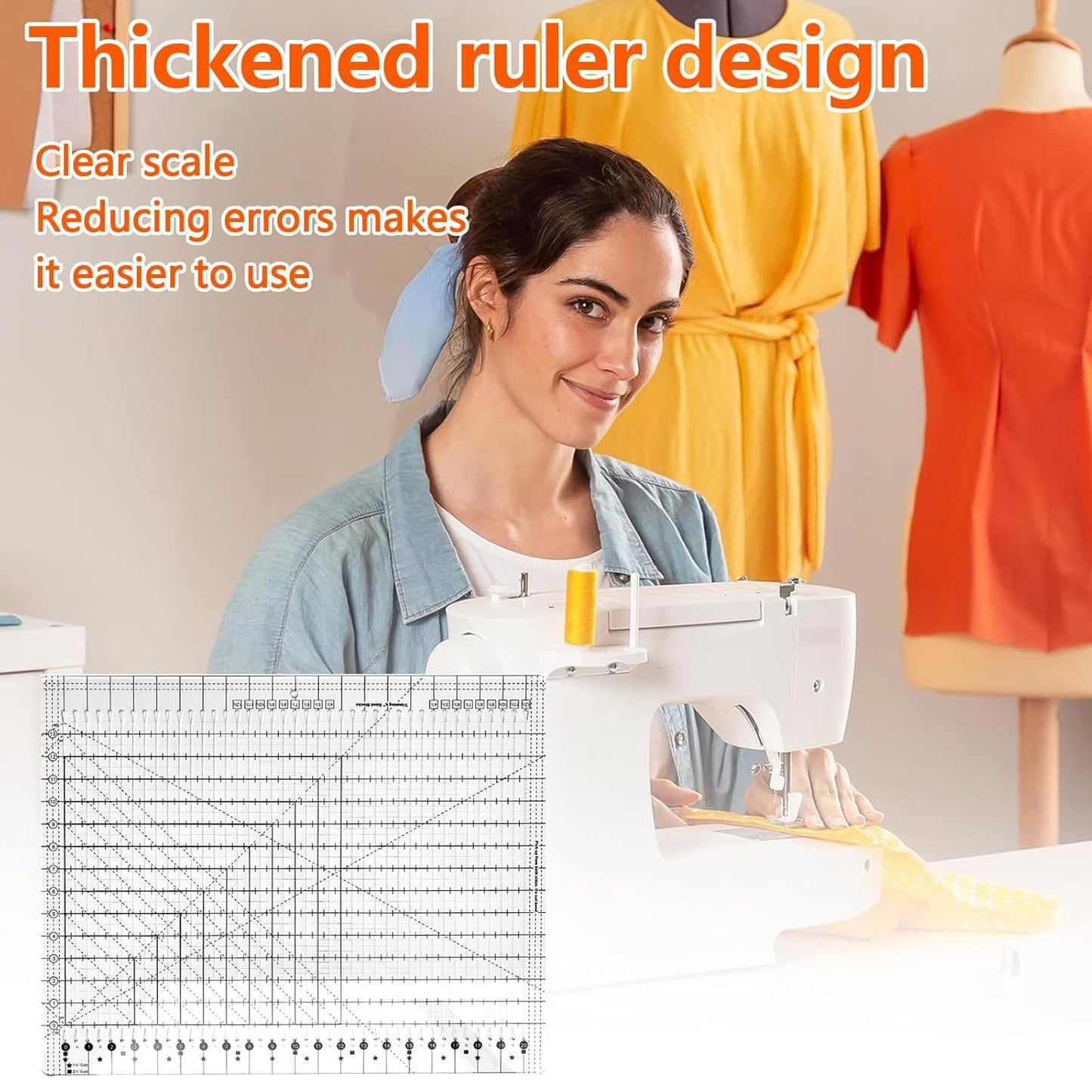 Slotted Quilting Rule, 17-3/4in x 22in, XL Quilting Rulers and Templates, Non-Slip Grip Extra Large Acrylic Fabric Strip Cutting, Sewing, Crafting, Patchwork Ruler & Template