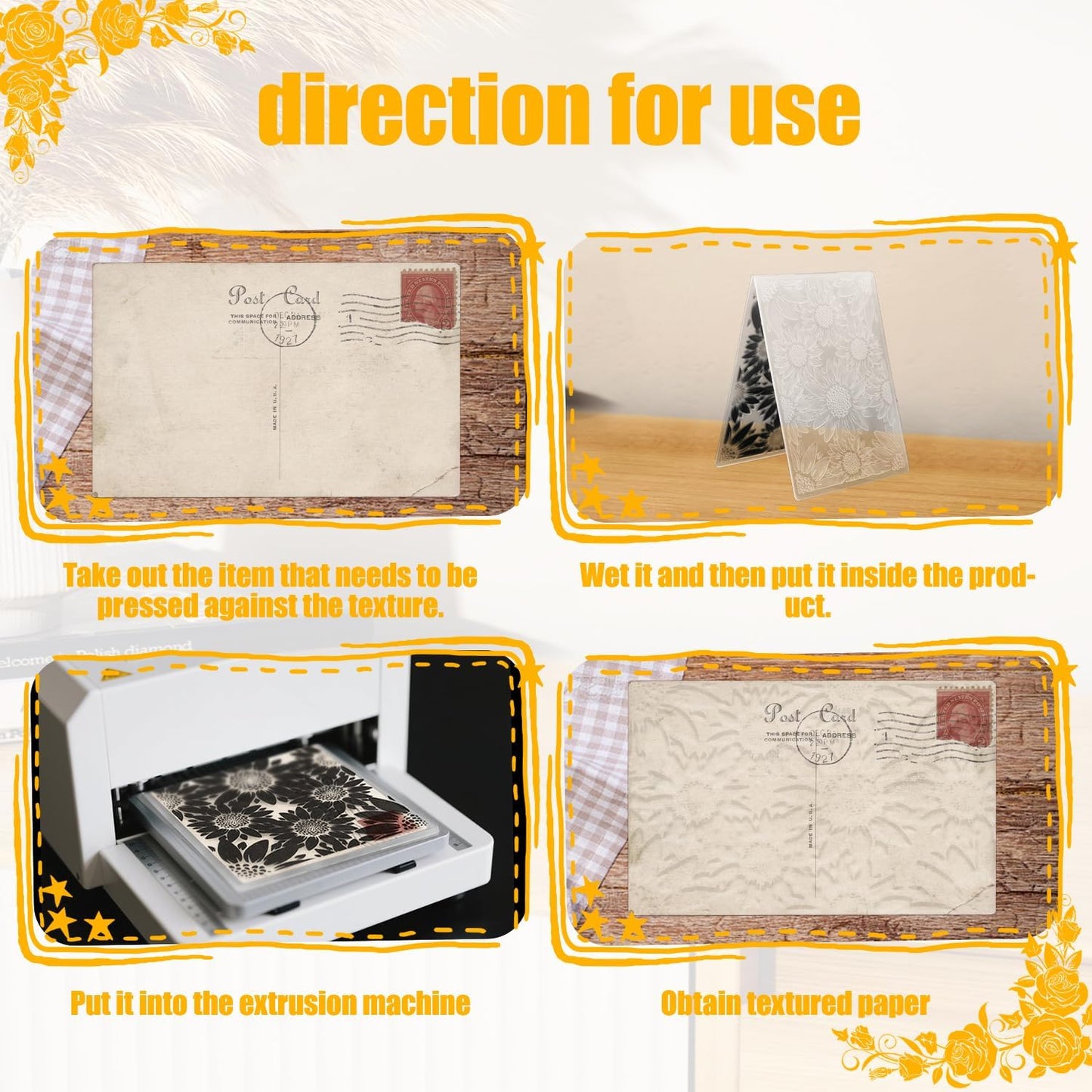 3D Embossing Folders for Card Making, Sunflower Embossing Folder and Rose Embossing Folder. Suitable for Card DIY and Photo Albums to Perfect Accessory for Embellishing Photo Albums.