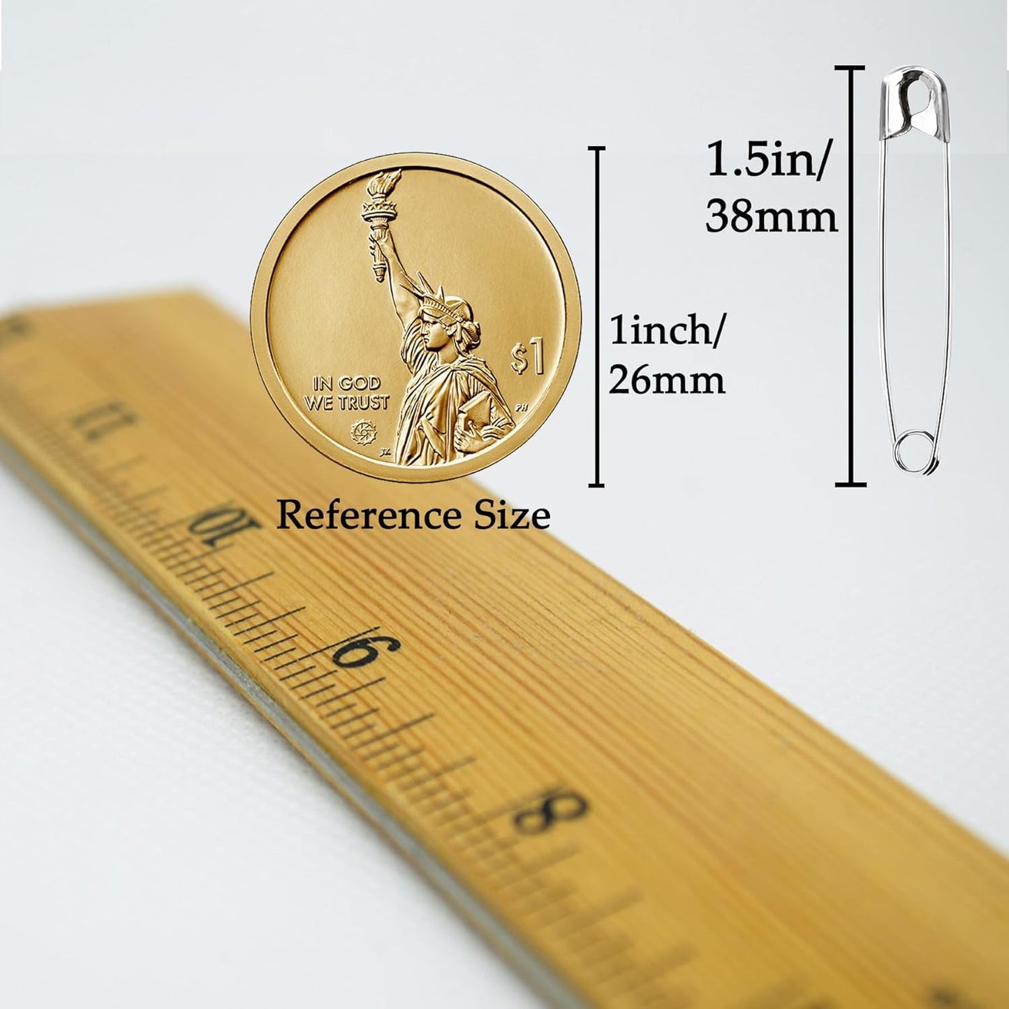 Safety Pins, 600PCS-1.5Inch Small Safety Pins, Rust-Resistant Nickel Plated Steel, Sharp Edge Safety Pin for Clothes, Sewing, Arts & Craft, 38mm Decorative Safety Pins (Silver), UR-28