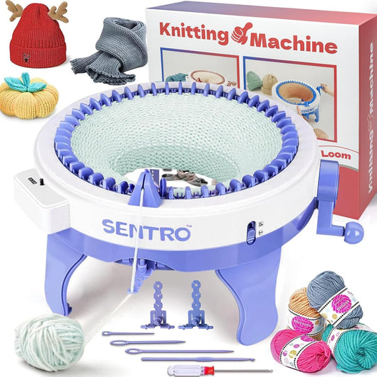 SENTRO Knitting Machines 48 Needles,Smart Knitting Crochet Machine, Knitting Crochet Machine with Row Counter,Weaving Loom Machine Kit for Adults,DIY Board Rotating Double Knit Kit