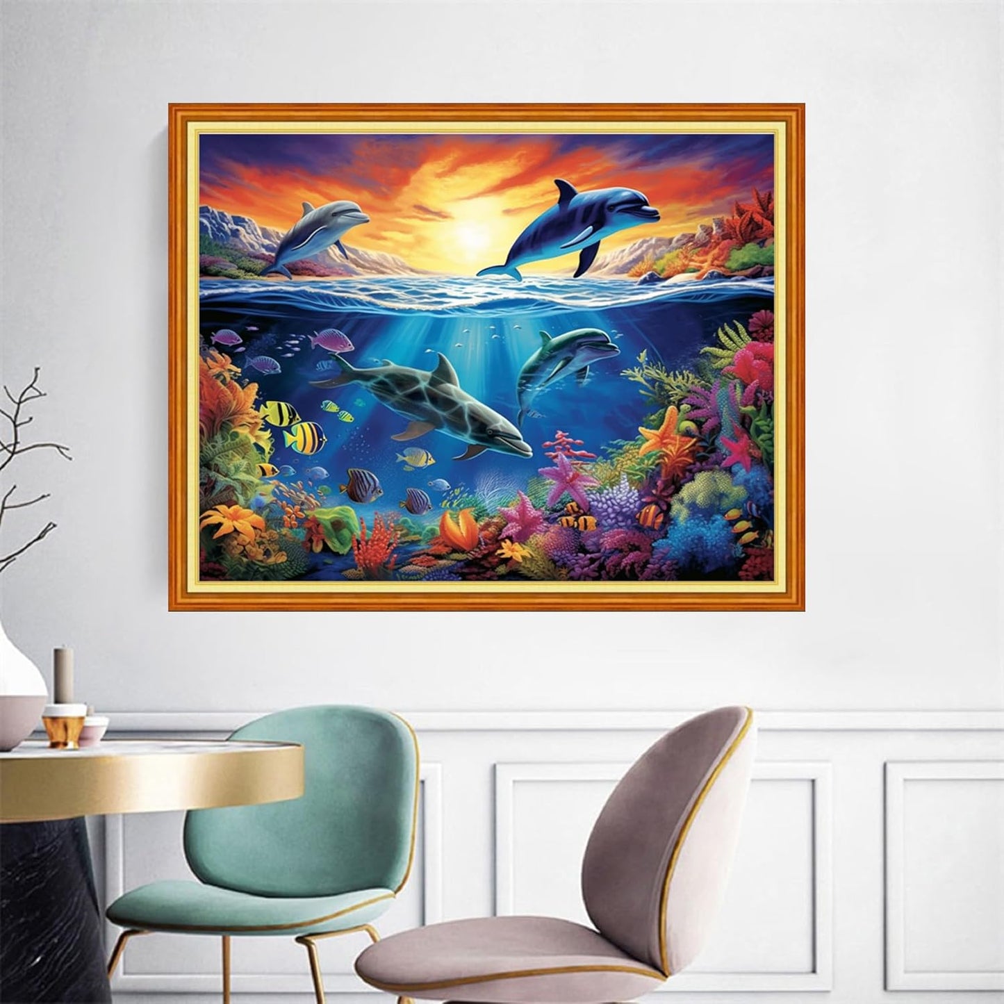 Joyhoor Cross Stitch Kits for Beginners Stamped Cross-Stitch Supplies Needlework preprint Embroidery Kits for Adults DIY Needlepoint Kits Embroidery Patterns 11CT-Underwater World 16x20 inchs