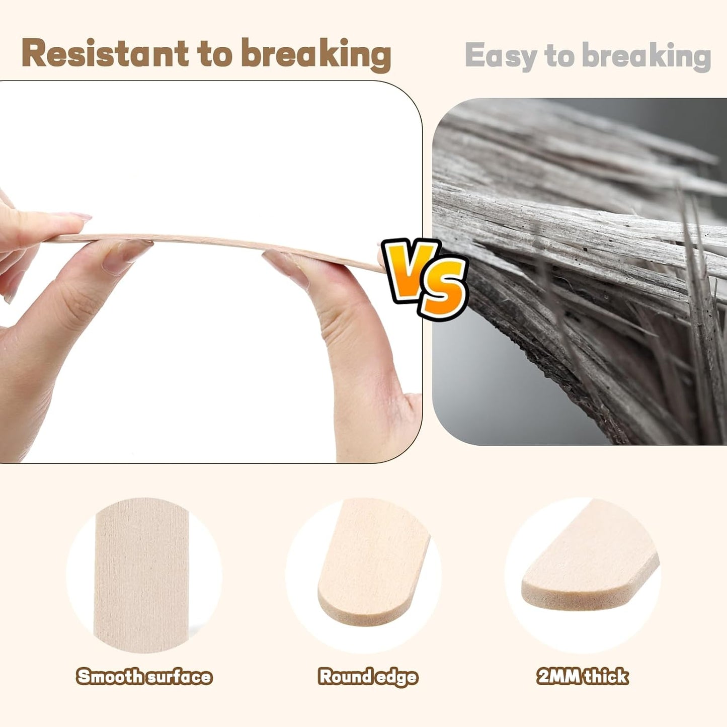 1000PCS Wooden Sticks for Craft, 3 Sizes (2.5",4.5",6") Natural Wood Popsicle Sticks for Ice Pops Waxing Hair Removal and Wax Supplies Classroom Art DIY Paint Craft Project Tongue Depressors