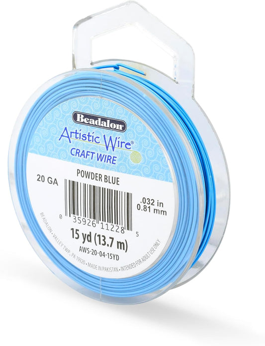Artistic Wire, 20 Gauge Tarnish Resistant Colored Copper Craft Wire, Powder Blue, 15 yd