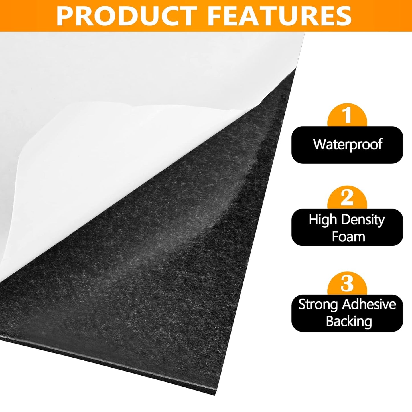 Sponge Neoprene Foam Rubber Sheet with Adhesive, 12 in x 60 in x 1/8 in Multi-Function Soundproof High Density Waterproof Rubber Mat, Perfect Cosplay Easy Cut DIY Neoprene Padding Roll - Black