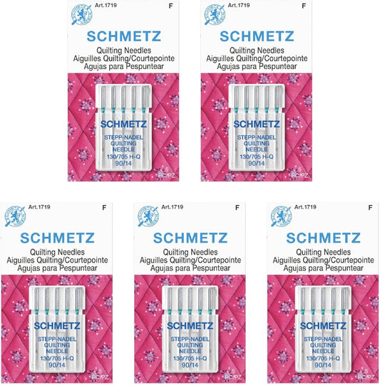 SCHMETZ Quilting Needles - Size 90/14, 5-Needle Cards, Pack of 5