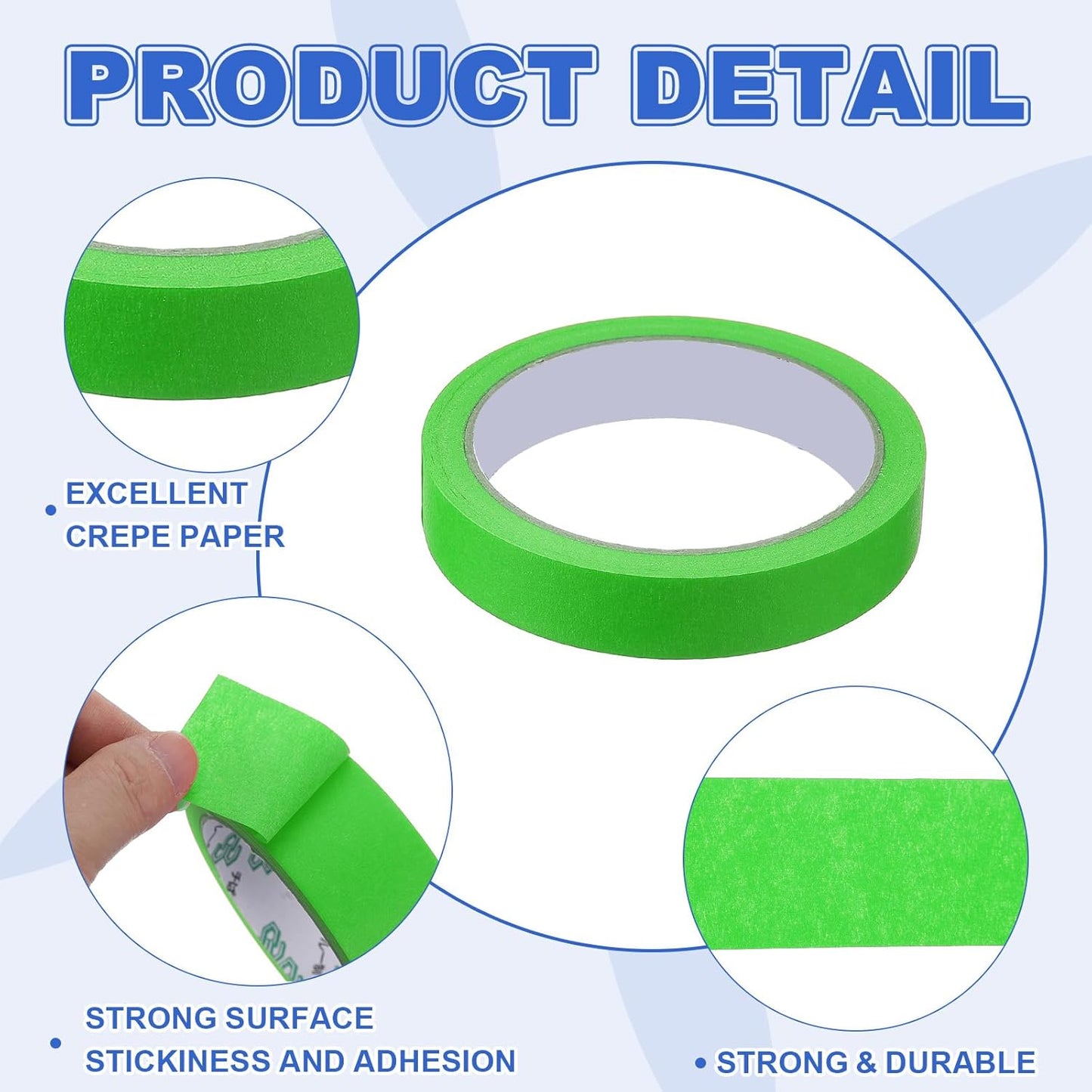 MECCANIXITY Masking Tape 0.7 Inch x 21 Yard Painter's Tape Green Paint Tapes for DIY Crafts Arts Drawing Decoration Labeling Car Painting Artist Teachers, Pack of 6