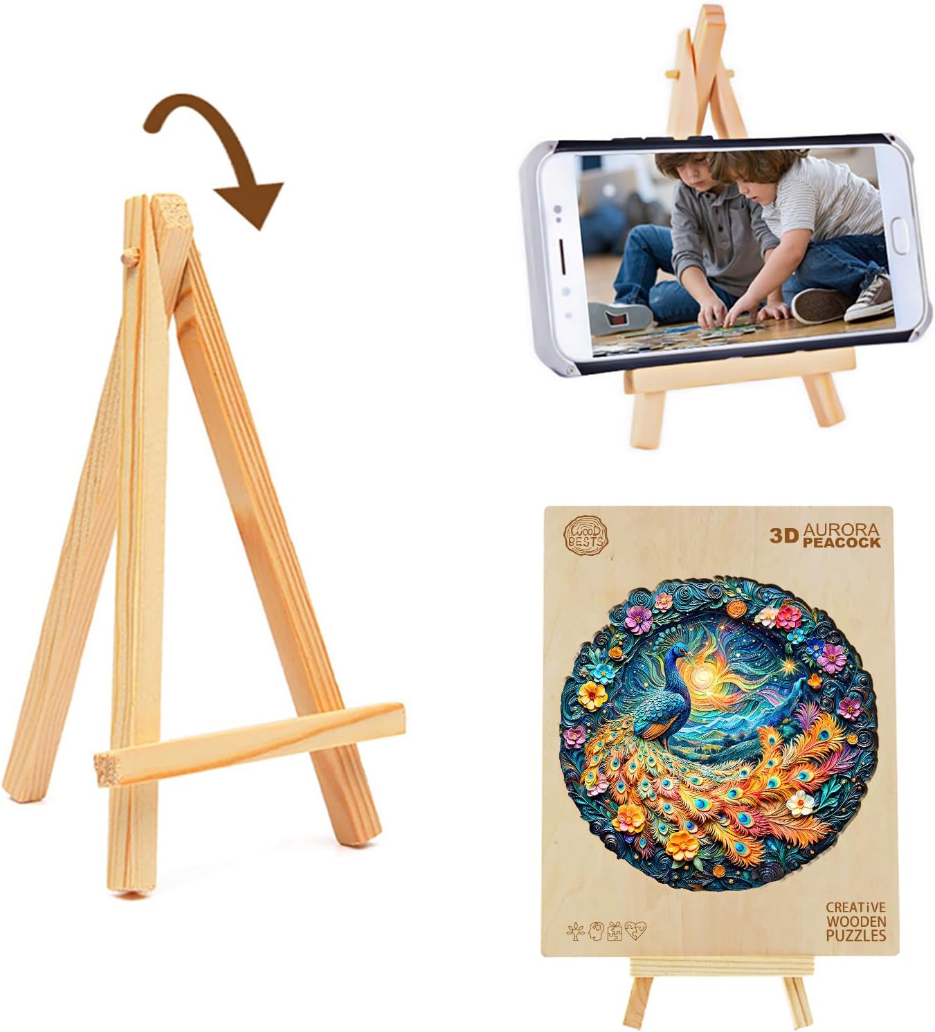 Wooden Puzzles for Adults,Aurora Peacock Shaped Unique Wooden Jigsaw Puzzles, Creative Ghristmas Gift for Teenagers and Adults.