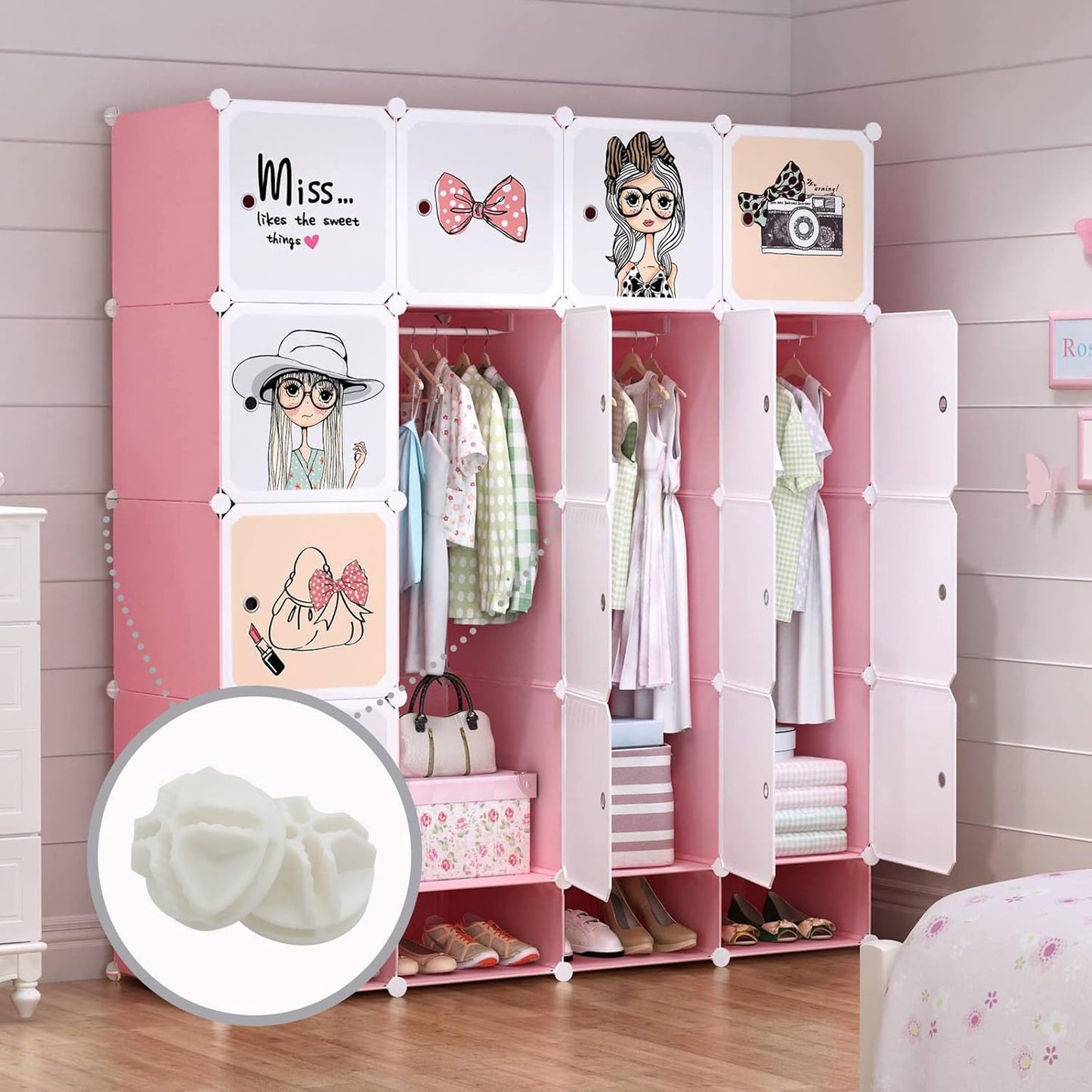 16 Pcs White Plastic Connector, Wire Grid Cube Connector for Modular Closet Storage Organizer and DIY Wire Cube Storage Unit