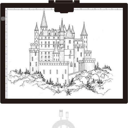 Diamond Painting Light Pad A3, LED Light Box Tracer w/Magnetic Clip & Pen Holder, 3 Level Brightness USB Power Dimmable Brightness Artcraft Tracing Light Pad for Drawing Sketching Diamond Painting