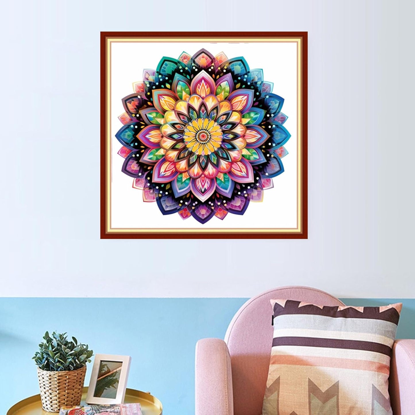 Dooxvey Cross Stitch Kit for Adult Beginners - Full Range of Stamped Kits, Needlepoint & Embroidery Kits - 11CT Cross Stitch Patterns - Colorful Mandala 18x18 inch
