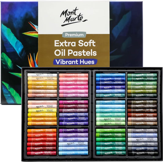 Mont Marte Extra Soft Oil Pastels 72pc, Assorted Bright Colors, Vibrant and Buttery, Versatile Art Pastels for Blending, Layering & Shading, Ideal for Art, Craft, Coloring and Sketching
