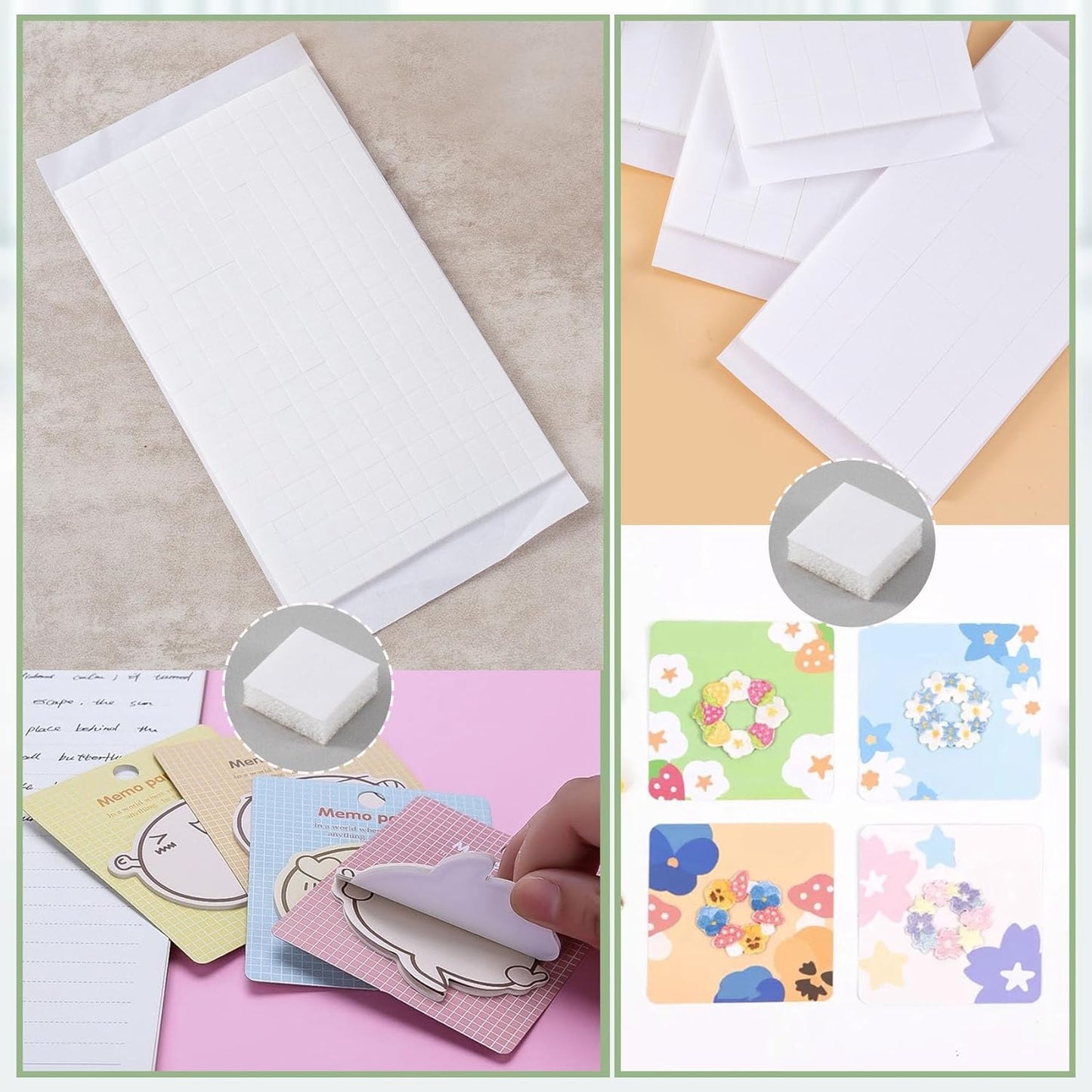 6 Sheet Double-Sided Foam Adhesive Squares, 2 Sizes 3D Square Foam Tape for Crafts, Pre-Cut Foam Mount Adhesive Strips for DIY, Scrapbooks, Office - 990pcs