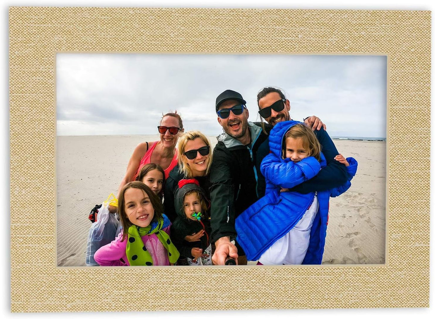 8x10 Mat Bevel Cut for 5x8 Photos - Acid Free Fresh Linen Canvas Precut Matboard With Backing Board and Crystal Clear, Self Seal Photo Mat Bag - For Pictures, Photos, Framing - 4-ply Thickness