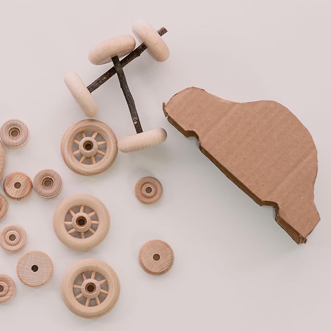 2-inch Diameter Slab Wooden Wheels for Crafts, 3/8-inch Hole, 7/16-inch Thick, Pack of 12 Mini Wood Wheels for Model, by Woodpeckers