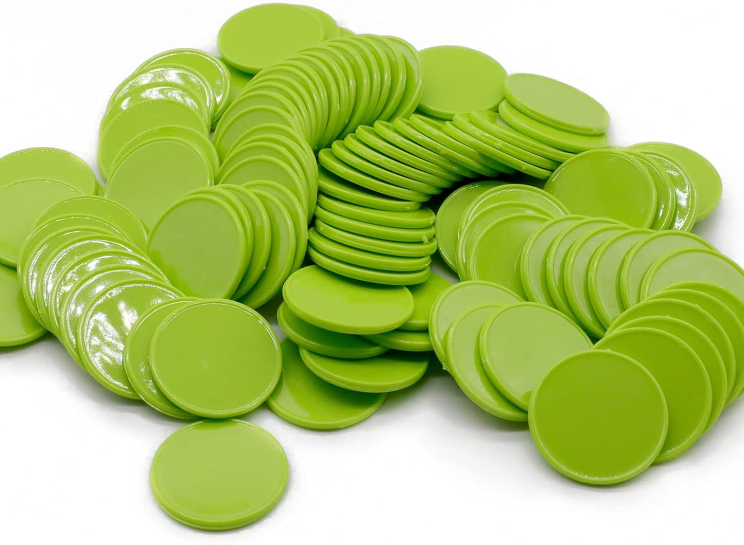Set of 100 Opaque Plastic Learning Counters Mini Poker Chips Game Tokens with Storage Box (LawnGreen, 1.58 Inch)
