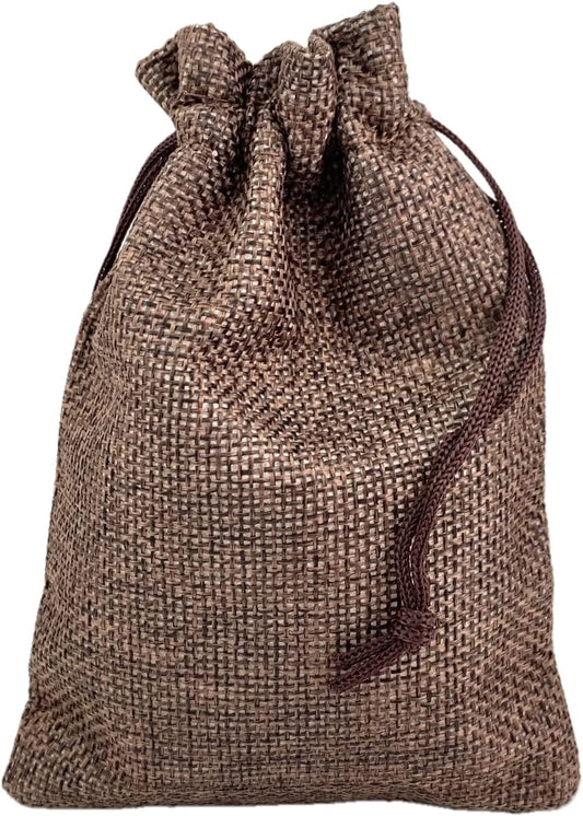 Palmhomee Pack of 25 Burlap Gift Bags with Drawstring Linen Jewelry Pouches Wedding Hessian Jute Bags for Birthday Jewelry and Treat Pouches Party Wedding Favors Gift Art and DIY Craft   (4x5.6 Inch, Coffee)