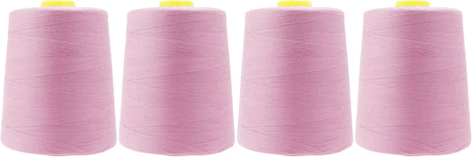 Mandala Crafts 4 Pack of Serger Threads Cones Spools - 20S/2 24000 Yards Polyester Dusty Rose Threads for Sergers Machine and Overlock Quilting Sewing Machine