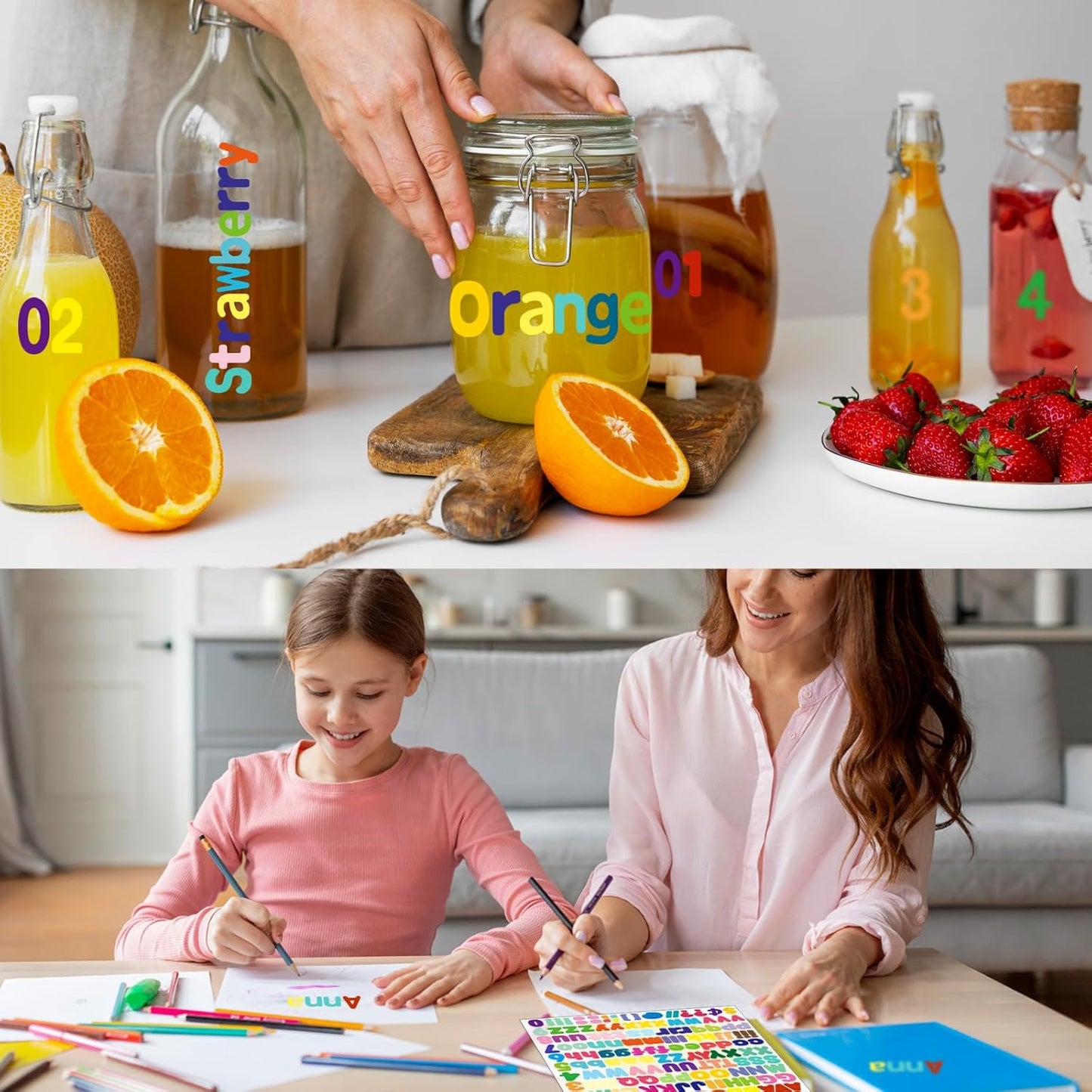 Alphabet Sticker,1''Inch 12 Sheets Multicolor Letter Stickers,Self Adhesive Vinyl Letter Stickers Mailbox Numbers,Self Adhesive Letters Stickers for Bulletin Boards Classroom Home Decor(Multicolor)