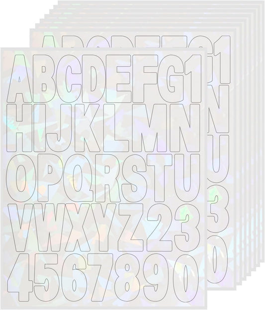 Starboling Letter Stickers,2 inch 8 Sheets White Alphabet Sticker,Self Adhesive Vinyl Letter Stickers Mailbox Numbers,for Arts Crafts Outdoor Sign Poster Mailbox Sign Doors Mailboxes Car Truck