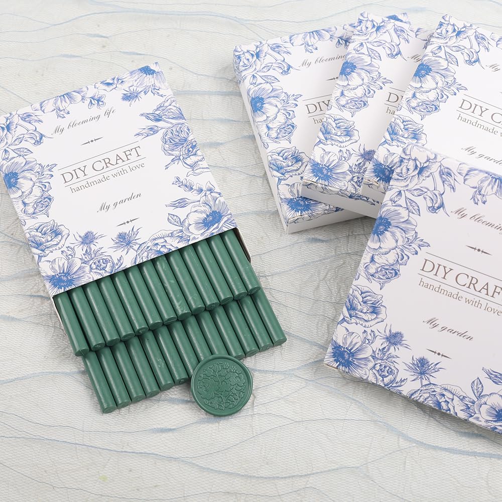 Olive Green Wax Seal Sticks 26pcs Olive Green Wax Sticks Mini Sealing Wax Sticks for Wax Seal Stamp Wedding Invitations Envelopes Christmas Package Gift Decoration (Olive Green)