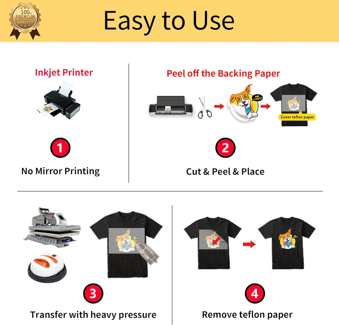 TransOurDream Printable Heat Transfer Paper for Dark and Light T Shirts (10+10 Sheets, 8.5x11", Mix Pack) Iron on HTV Vinyl Transfers Paper for Inkjet Printers (D1L2)