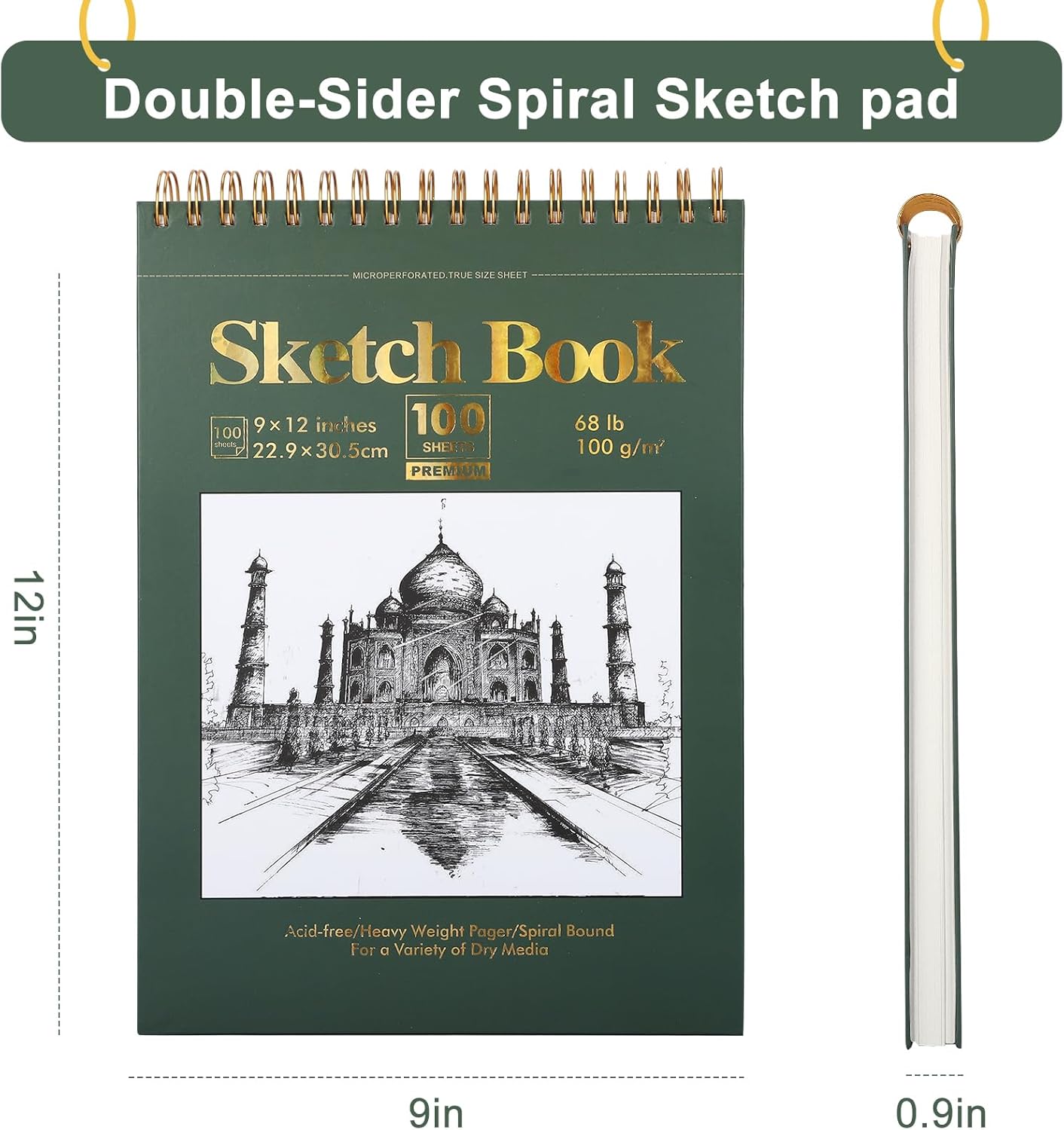 Ddaowanx 9" x 12" Sketch Book, 100 Sheets Spiral Bound Art Sketchbook, (68lb/100gsm) Acid Free Artist Drawing Pad Paper Painting Sketching Pad, Gifts for Kids Adults Beginners