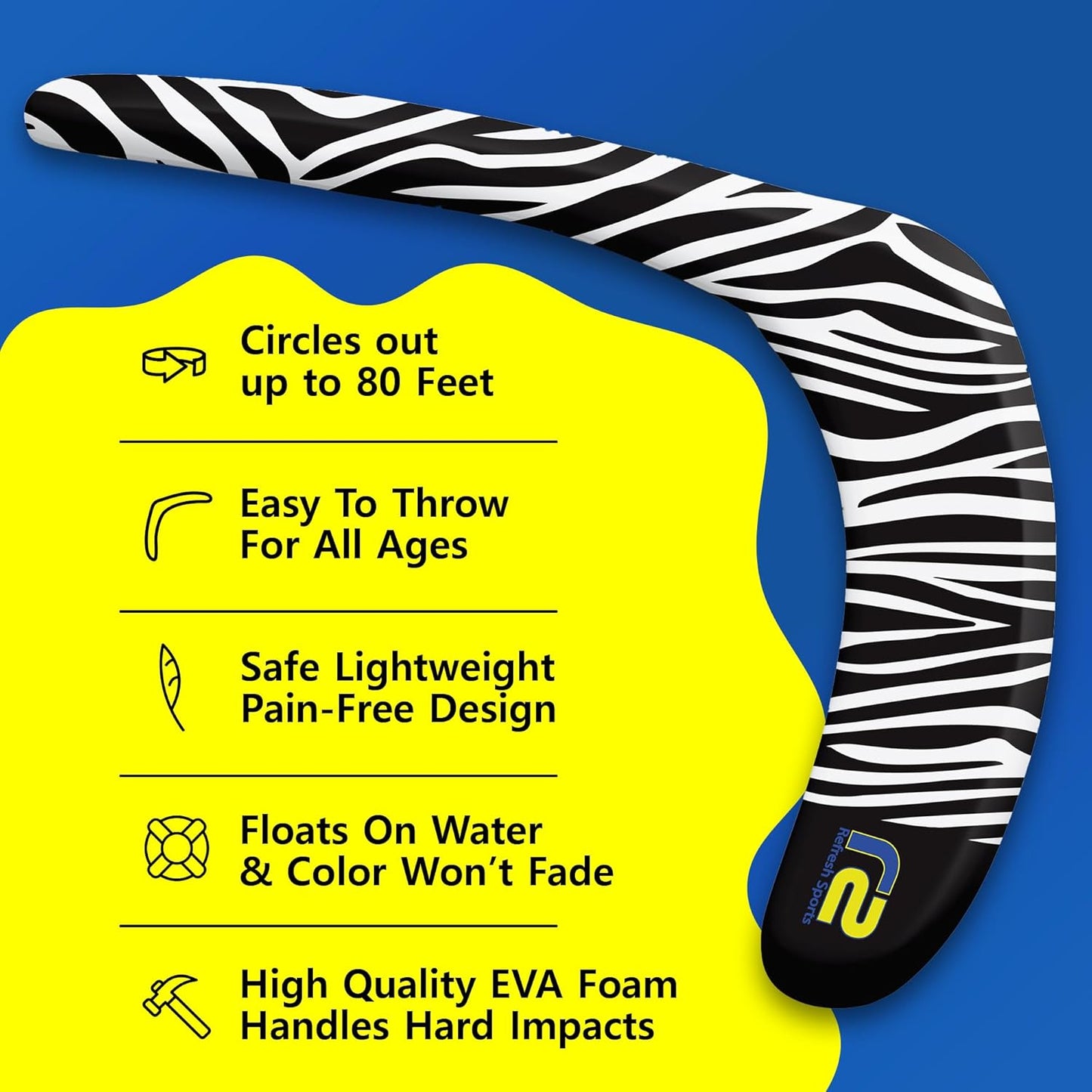 Beach Boomerang Toy For All Ages - Outside Beach Games Adults & Outdoor Toys For Kids - Fun Outdoor Backyard Toys For Boys - Soft Foam Pool Game & Birthday Gift Ideas For Boys & Girls 2025