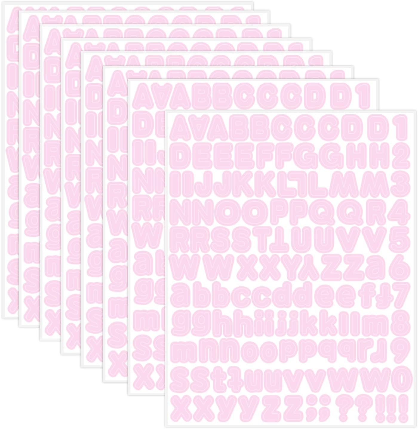 Starboling Pink Alphabet Stickers, 1/2 inch, 10 Sheets, Self-Adhesive Vinyl, Minimalist Style, Perfect for Labels & Decor