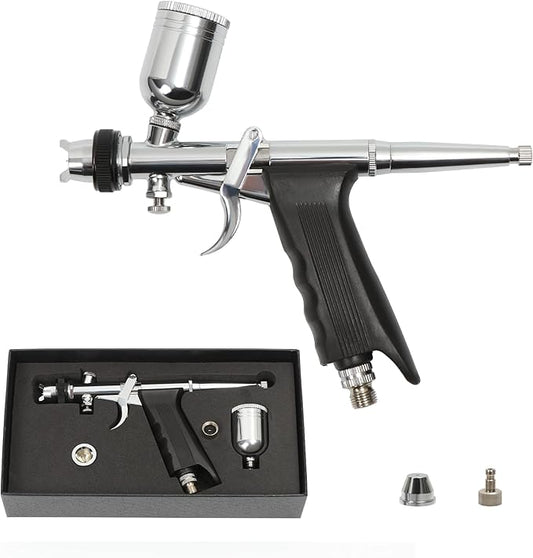 Colima Advanced Series Dual Action Airbrush Kit － 0.6mm Needles, 1/3 oz Cups － Professional Airbrush Gun for Makeup, Model Painting, Nail Art, Tattoo － Upgraded Precision Design & Ergonomic Grip