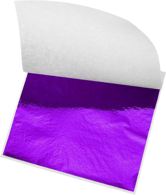 MECCANIXITY Gold Leaf Foil Sheet, Purple Leaf Papers, 3.3 Inch x 3.1 Inch for Art Decoration, Sculptures, Painting, Pack of 150 Pcs