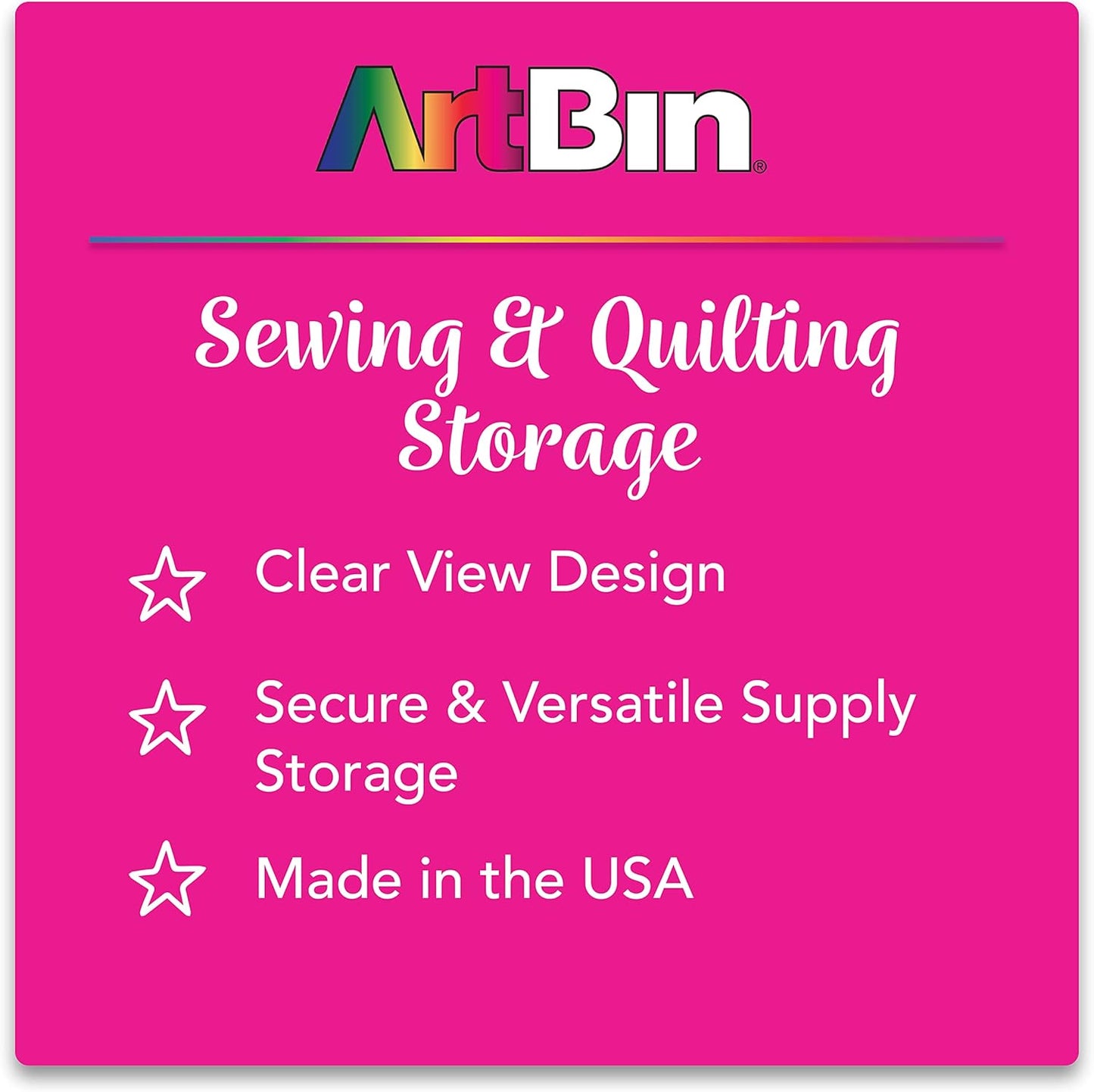 ArtBin 6905AB Sew-Lutions Slim Line Magnetic Box, [1] Small Art & Craft Organizer, Polypropylene Plastic with Magnetic Bottom, Translucent Raspberry