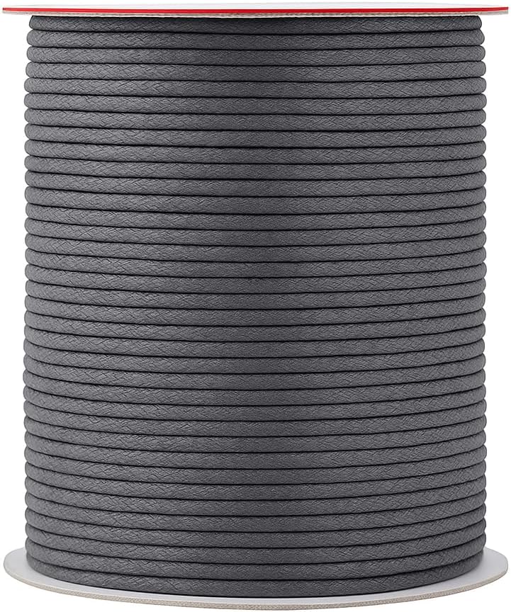 Mandala Crafts 2mm 109 Yards Traffic Gray Cotton Waxed Cord for Jewelry Making Bracelet Cord Waxed String - Beading String Thread Jewelry Cords for Necklaces String