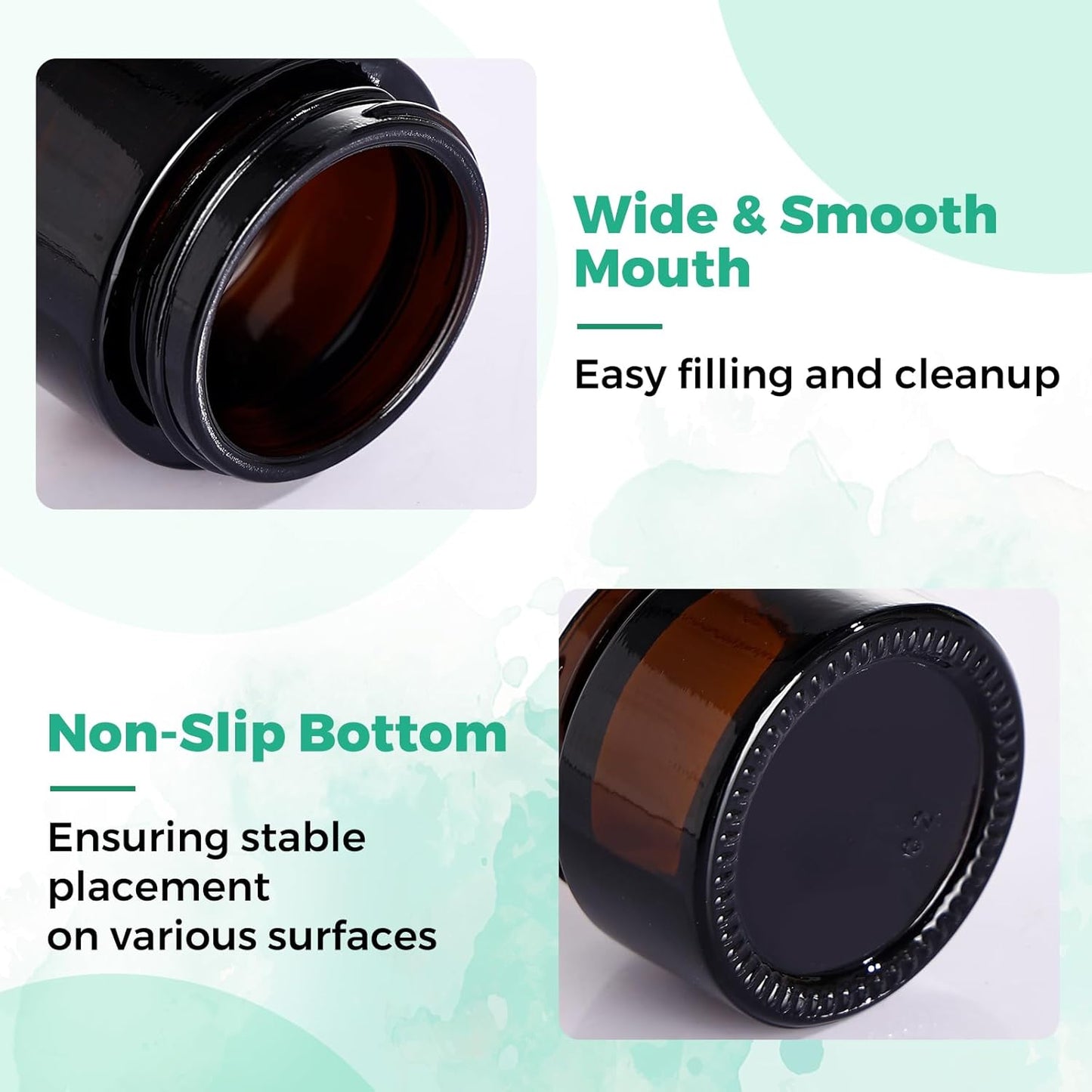 1OZ Amber Glass Jars with lids, 36 Pack Empty Cosmetic Jars, Refillable Airtight Wide Mouth Container for DIY, Sample, Cream, Lotion, Candle Making, Powder, Cosmetic