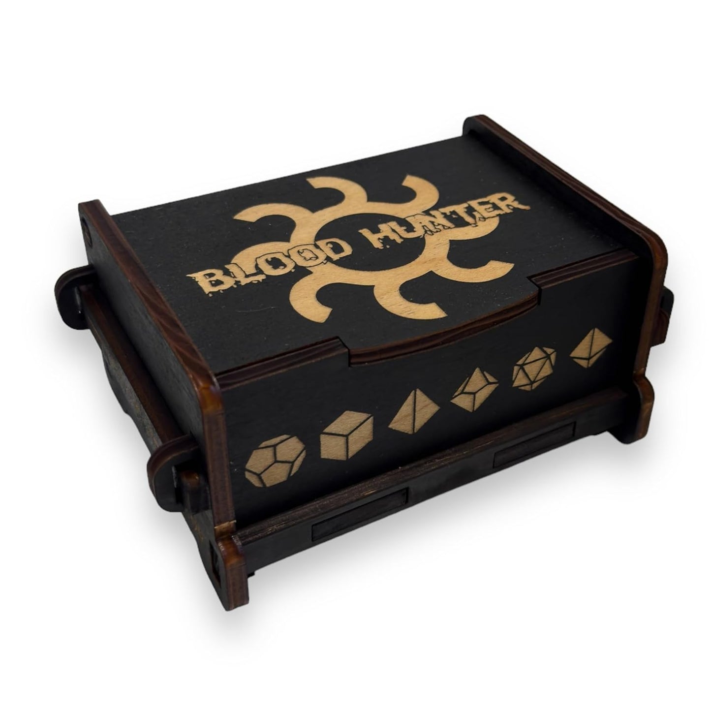 Dice Box - BLACK - 6x4x3 Also holds jewelry and great for desks and desk top items (Blood Hunter)