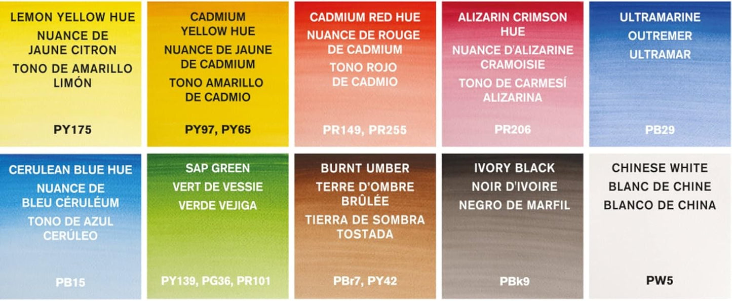 Winsor & Newton Cotman Watercolor Paint Set, 12 Colors Palette Set, 8ml (0.27-oz) Tubes w/ Brush