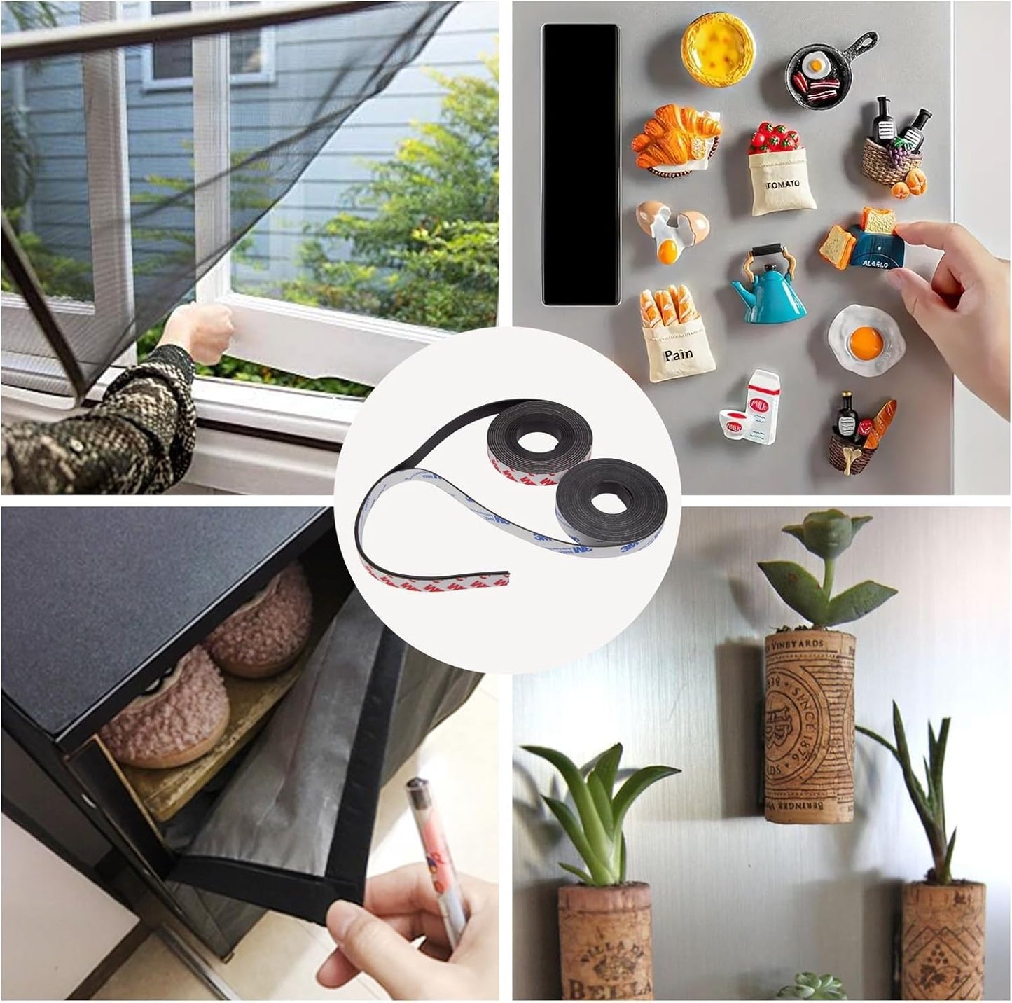 2 Rolls Magnetic Tapes with 3M Adhesive Backing, 6.5FT X 0.6" W x 2 Pack Flexible Magnet Strips for DIY Crafting