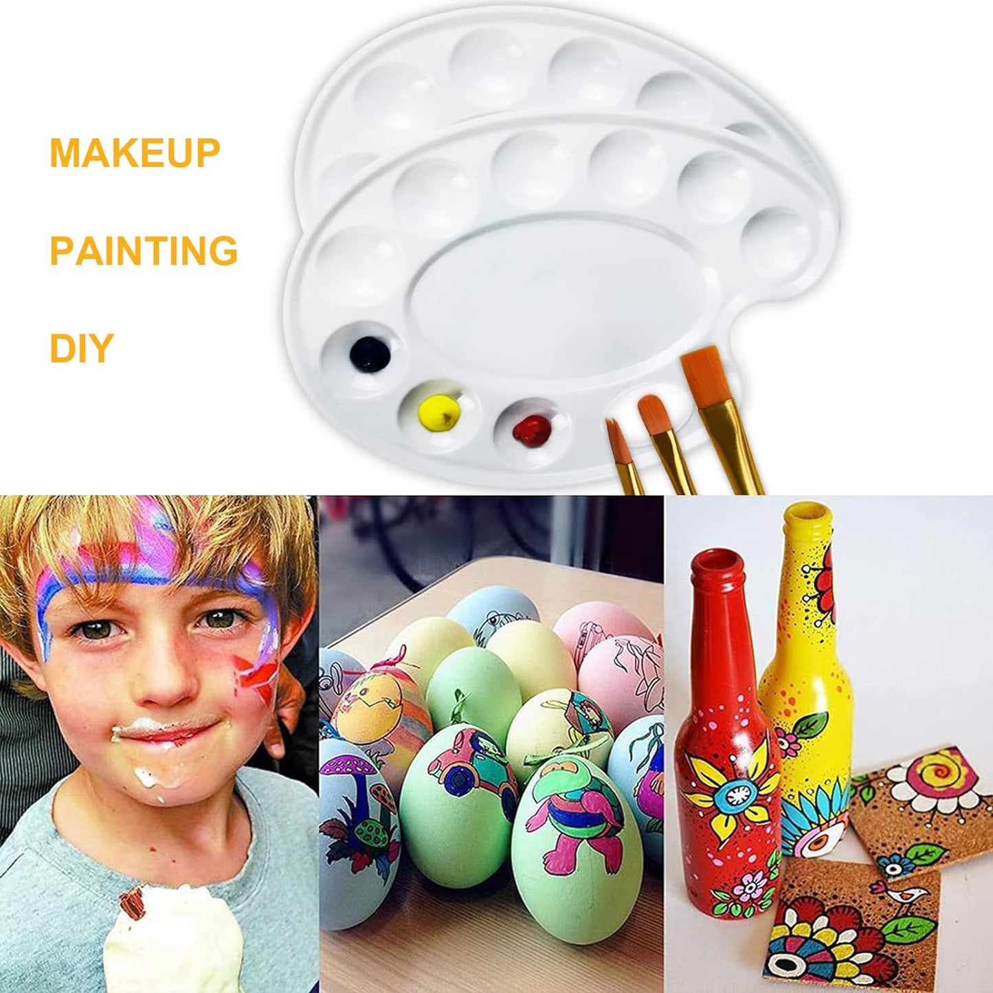 Hulameda Upgrade 4 Pack Paint Tray Palettes with Thumb Hole,Plastic Paint Pallets for Kids or Students to Craft DIY Painting or Have a Birthday Painting Party