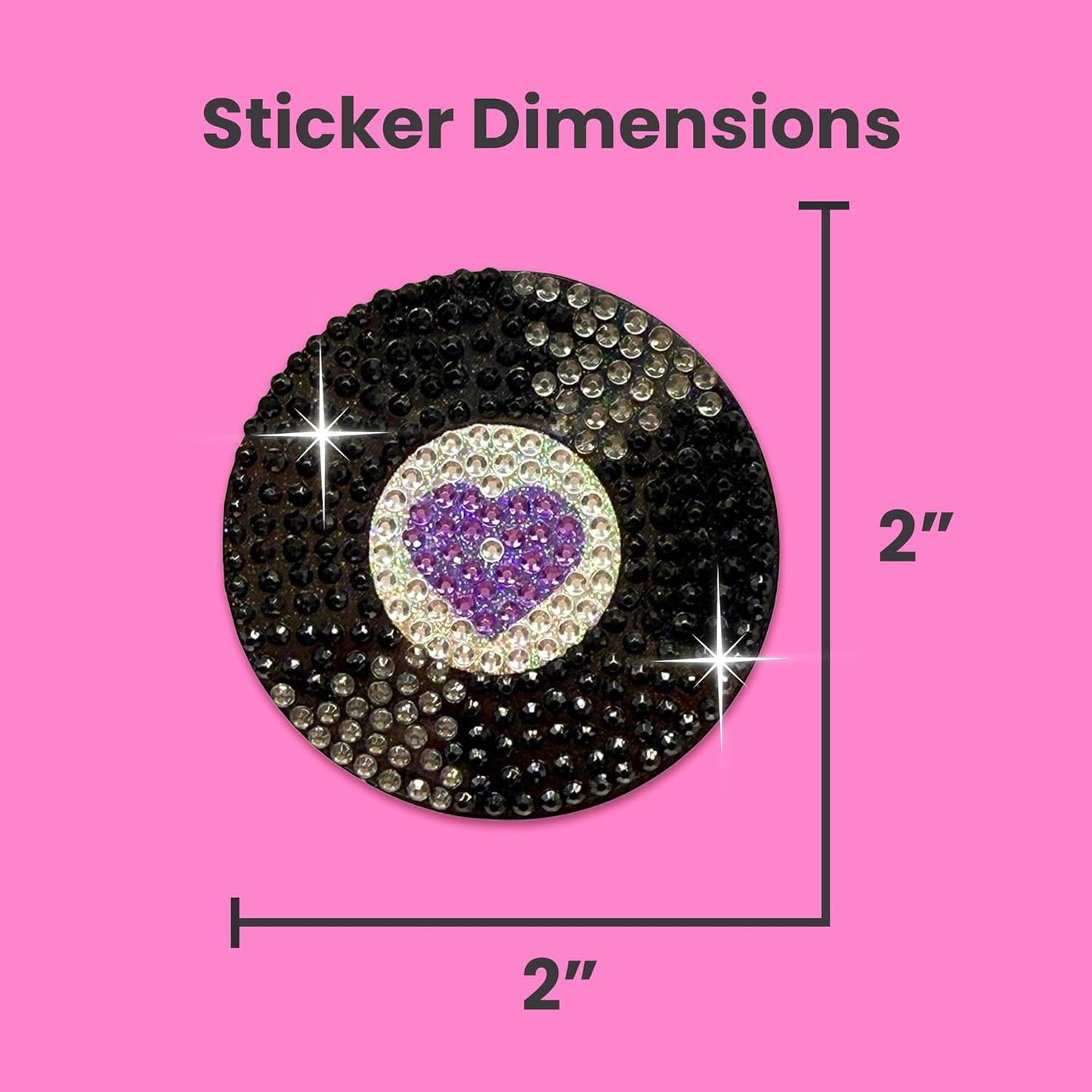 StickerBeans® Rhinestone Stickers – I Love Music 4-Pack, 2” x 2” Unique Sparkly Cut-to-Shape for Collecting, Trading, Decorating Laptops, Phone Cases, Scrapbooks - Kids, Teens, Adults