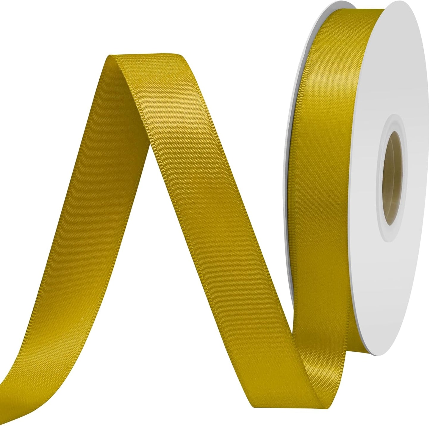 Gold Satin Ribbon 3/4" X 50 Yards Solid Color Double Faced Ribbons Perfect for Crafts Wedding Decor Bow Making Arts Sewing and More