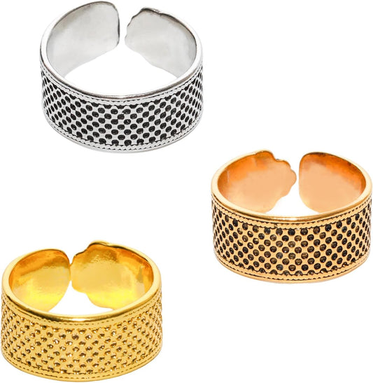 Lilaly 3 Pcs Thimble Metal Sewing Thimble Thimbles for Hand Sewing Sewing Finger Protector Sewing DIY Tool