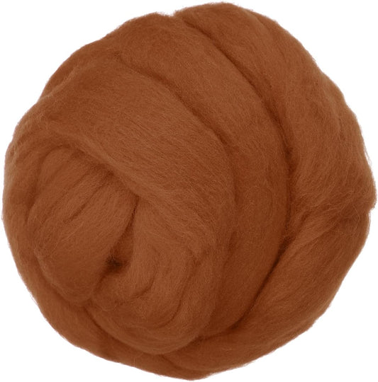 PATIKIL Wool Roving Yarn, 80G/2.82OZ Soft Felting Wool Pure Chunky Roving Yarn Bulk for Needle Felting Knitting Blanket Spinning Weaving DIY Craft, Bright Brown