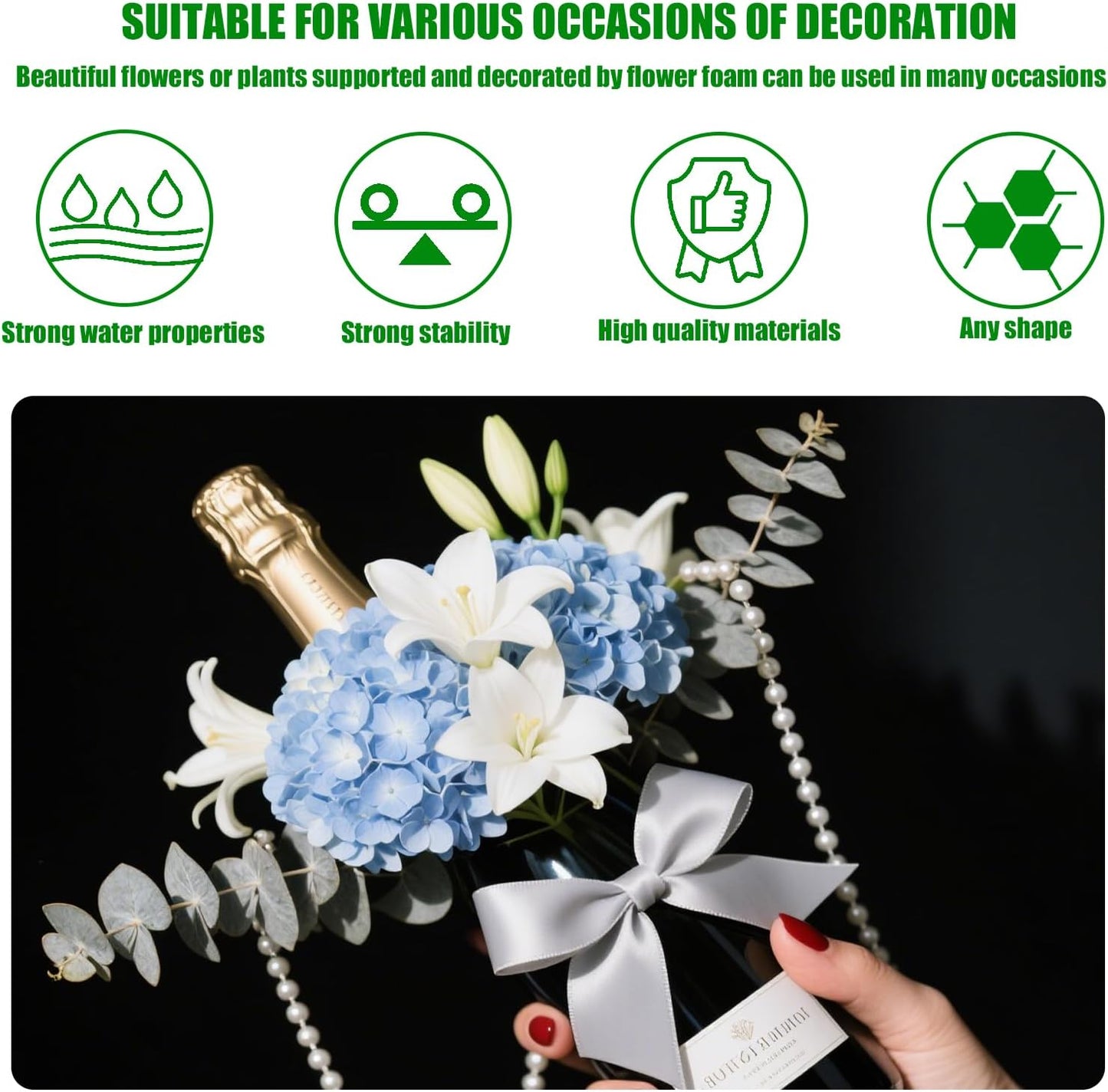 12 Pack Floral Foam Holder Mini Round Hemisphere Floral Foam Blocks with Wire and Tape for Table Wedding Party Wine Flower Bottle Decor