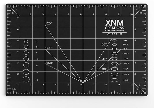 XNM Premium Self Healing Cutting Mat - 8 Inches by 11 inches - A4, 3 Layer Quality PVC Construction - Dual Sided, Imperial and Metric Grid Lines - Perfect for Cutting, Sewing, and Crafts