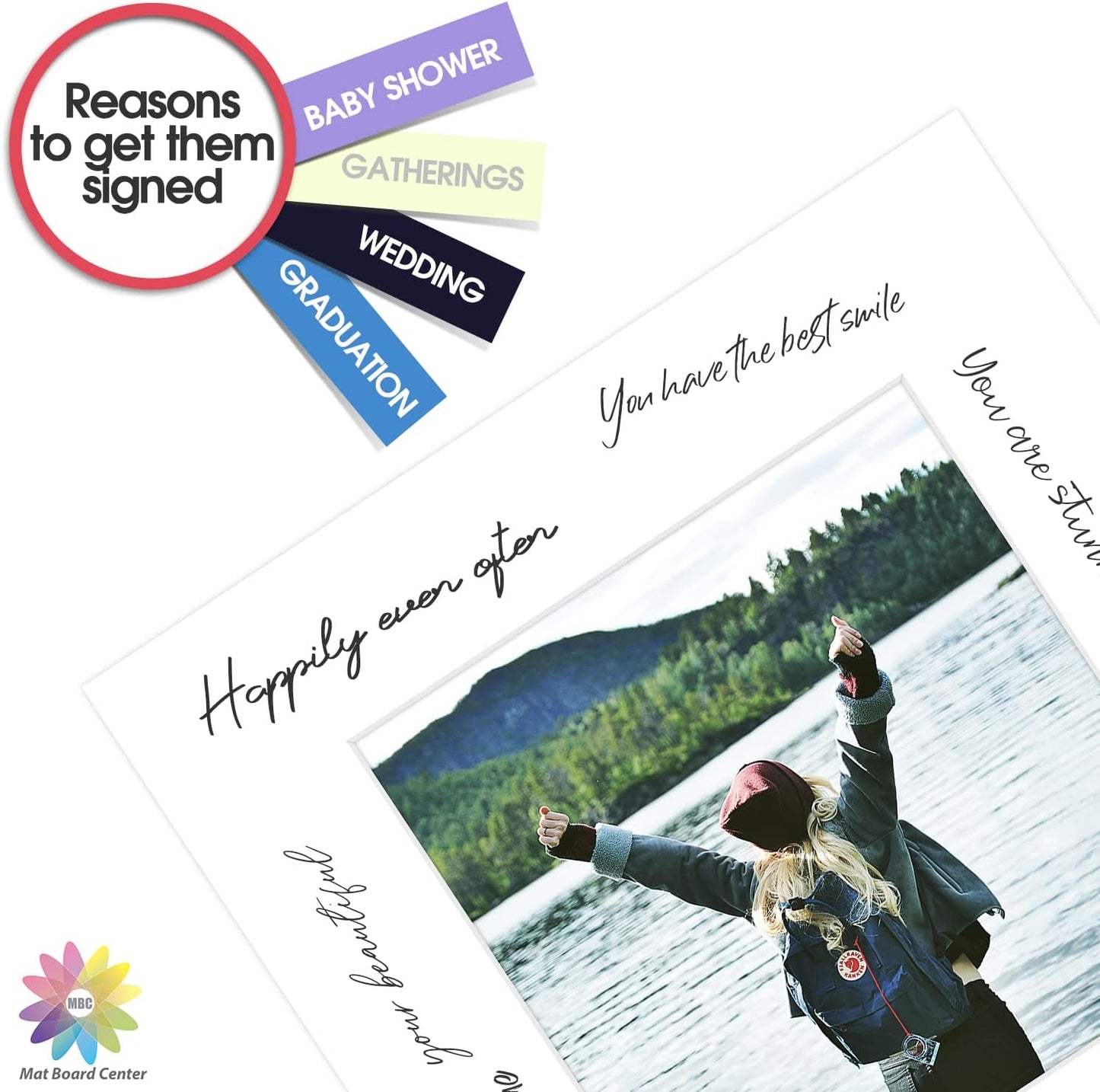 Mat Board Center, Pack of 20, 12x12 for 8x8 White Photo Picture Mats - Acid Free, 4-ply Thickness, White Core - for Pictures, Photos, Framing