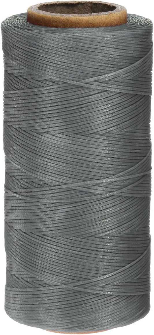 uxcell 150D 0.8mm Flat Waxed Thread 284 Yards Polyester Leather Sewing Waxed String Hand Stitching Cord for Leather Stitching Sewing Bookbinding DIY Craft Silver Gray
