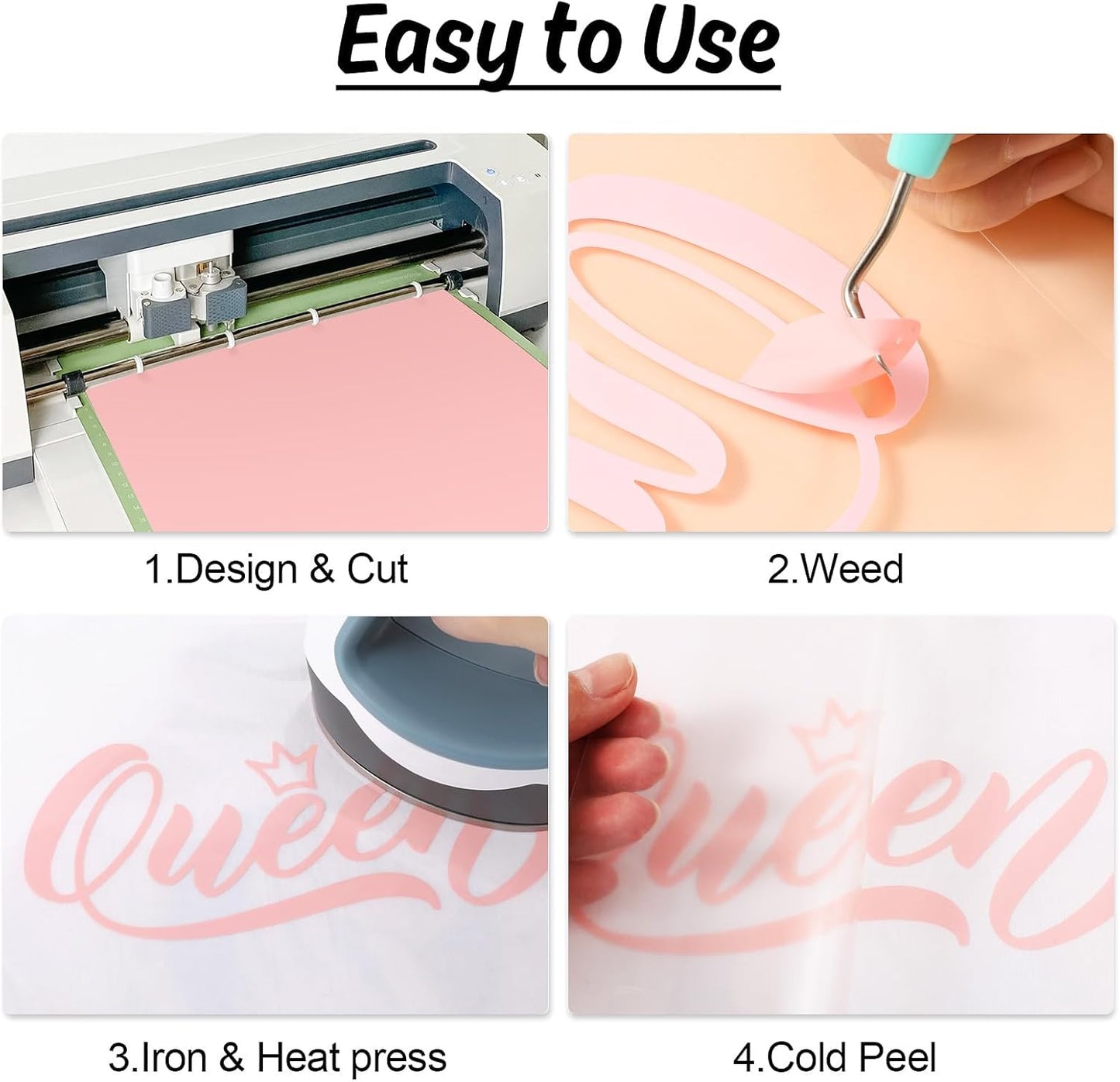 HTVRONT HTV Vinyl Rolls Heat Transfer Vinyl - 12" x 5ft Coral HTV Vinyl for Shirts, Iron on Vinyl for All Cutter Machine - Easy to Cut & Weed for Heat Vinyl Design (Coral)