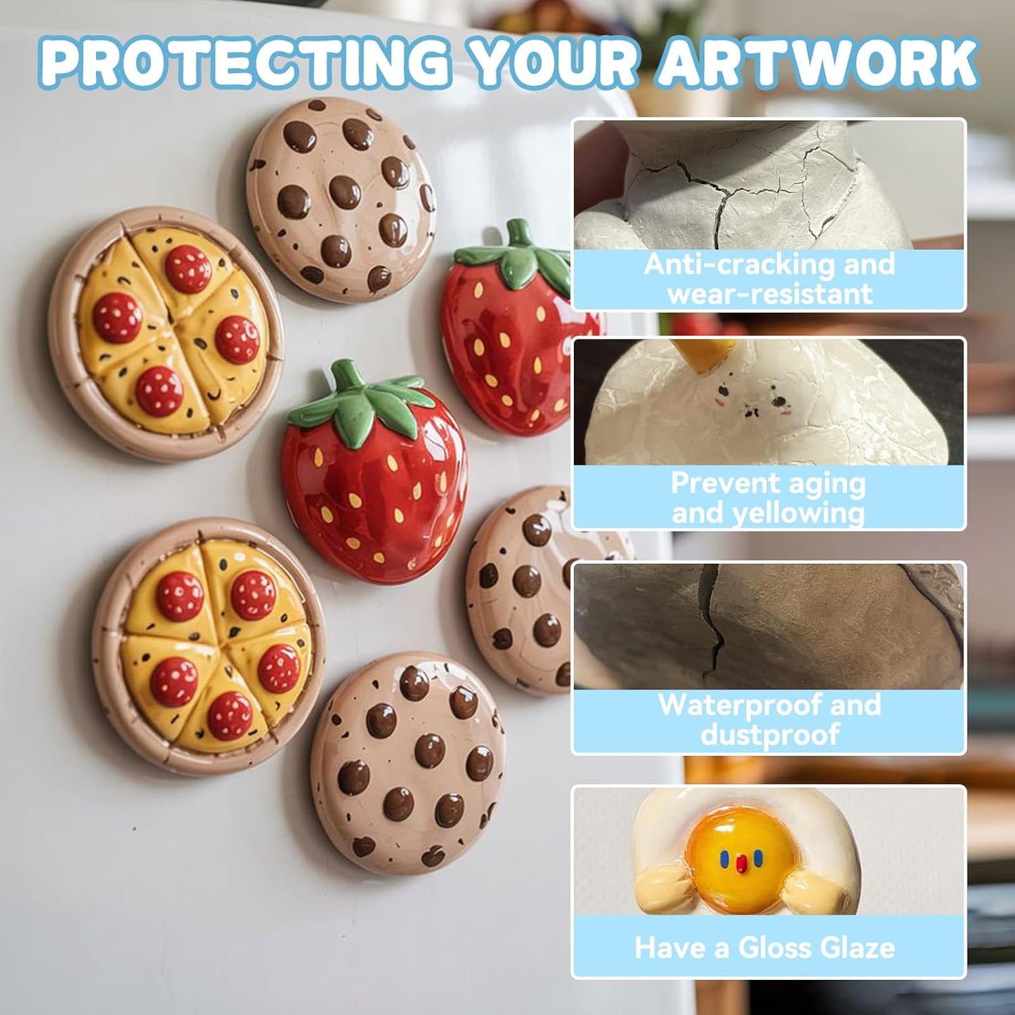 100ml Air Dry Clay Glaze,Clay Varnish Used to Prevent Clay Cracking,Scratches,and Wear,Improve Clay Gloss,for Ceramics,Oil Paintings,Wood